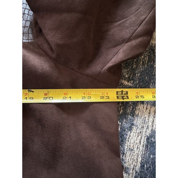 Vtg Womens Jacket Brown Faux Suede Zip Coat Lightweight Microfiber Plus Size 16W - Picture 6 of 6